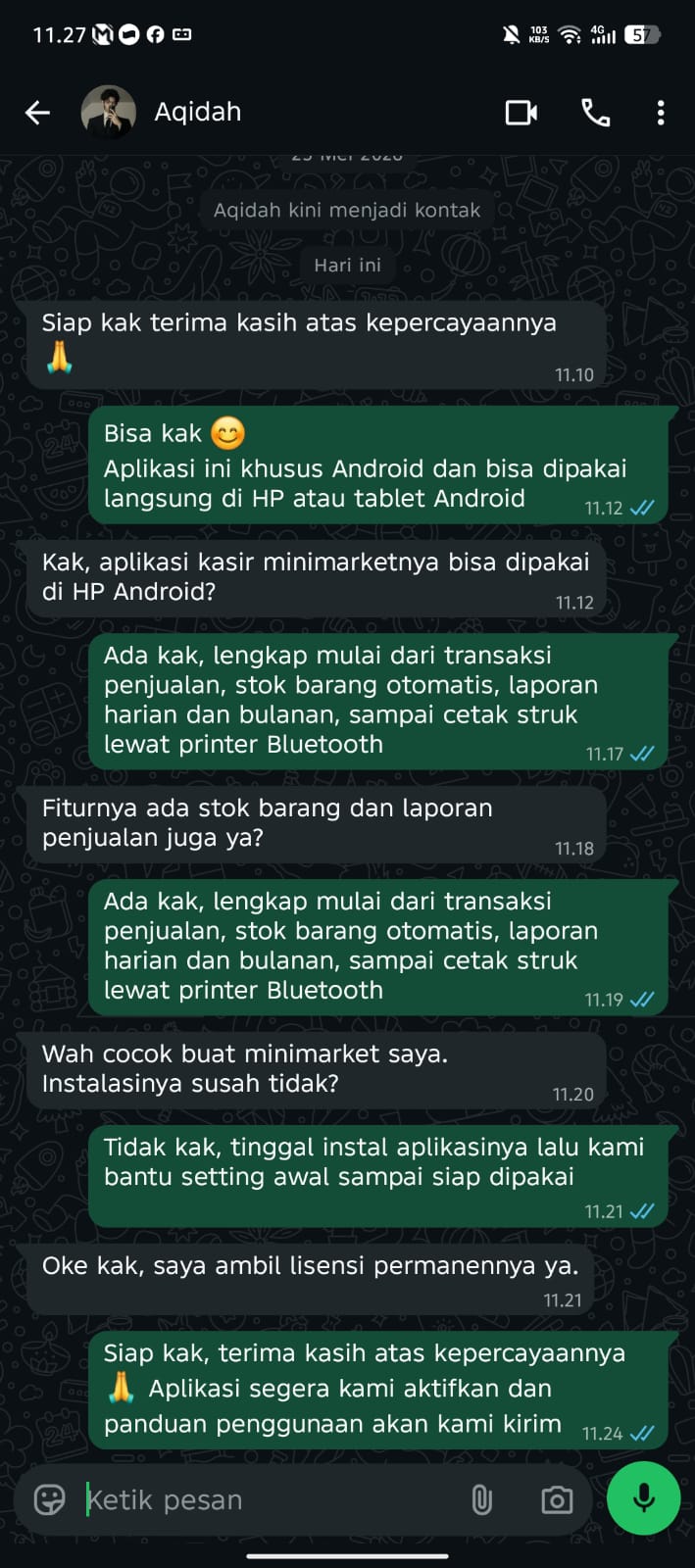 Bukti Chat & Transfer Aqidah